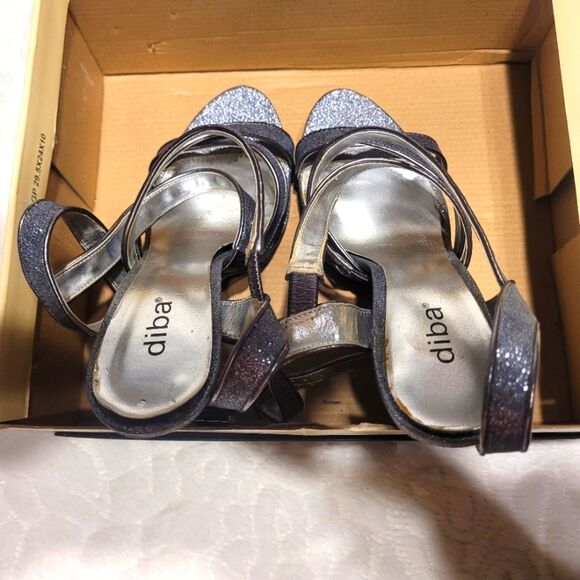 Diba Strappy Sandals Metallic Glitter Stilleto Heels Platform Tenith II Size 8M - Picture 10 of 14